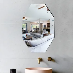 WallDaddy - Self Adhesive Wall Mirror Stickers Big Size (30x20) Cm Frameless Mirror for Wall Stickers | Mirror for Bathroom | Bedroom | Wash Basin Flexible Mirror Sheets for Wall (B-OctagonMirror)