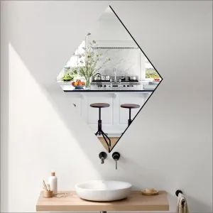 WallDaddy - Self Adhesive Wall Mirror Stickers Big Size (30x20) Cm Frameless Mirror for Wall Stickers | Mirror for Bathroom | Bedroom | Wash Basin Flexible Mirror Sheets for Wall (DiamondMirror)
