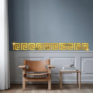 WallWear Plastic Finish Acrylic Sticker | 3D Decorative Mirror Wall Sticker | Flexible Sticker (10 Geometric Gold) Wall Stickers for Bedroom, Hall, Home Offices, Living Room Etc.