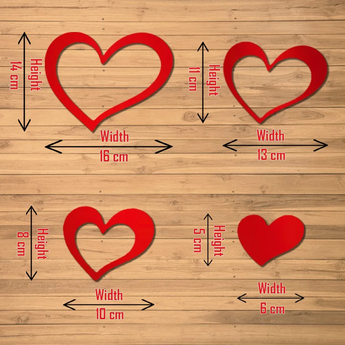 WallWear Plastic Finish Acrylic Sticker | 3D Decorative Mirror Wall Sticker | Flexible Sticker (12 Love Heart Red) Wall Stickers for Bedroom, Hall, Home Offices, Living Room Etc.