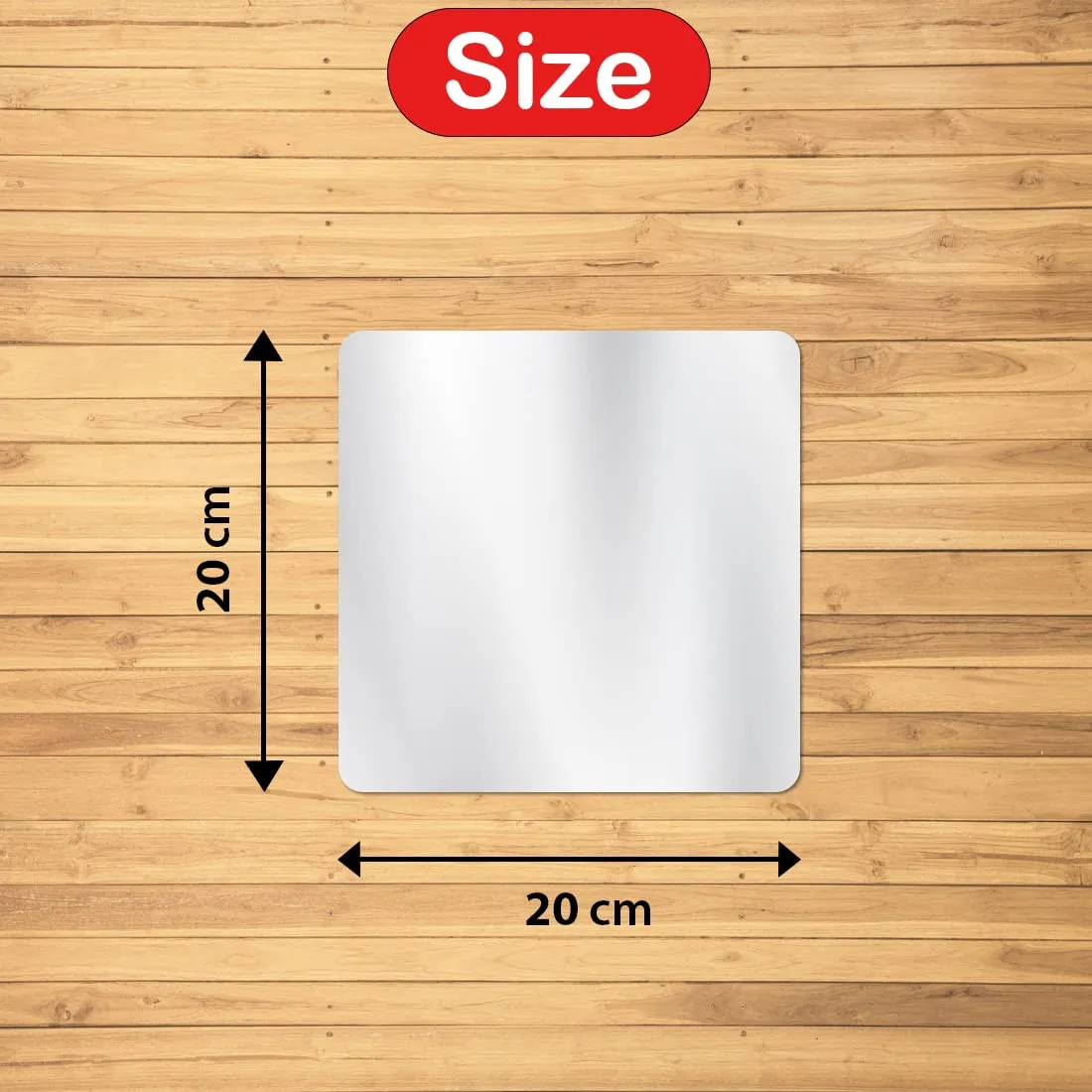 WallWear Self Adhesive Plastic Oval Mirror for Wall Stickers (30x20) cm Frameless Flexible Mirror for Bathroom | Bedroom | Living Room (NS| Four Huge Square) Mirror Wall Decor