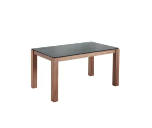 Walnut Dining Table with Black Steel Top Stone