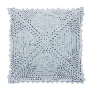 Walton & Co. 43cm Pale Blue Crochet Cushion