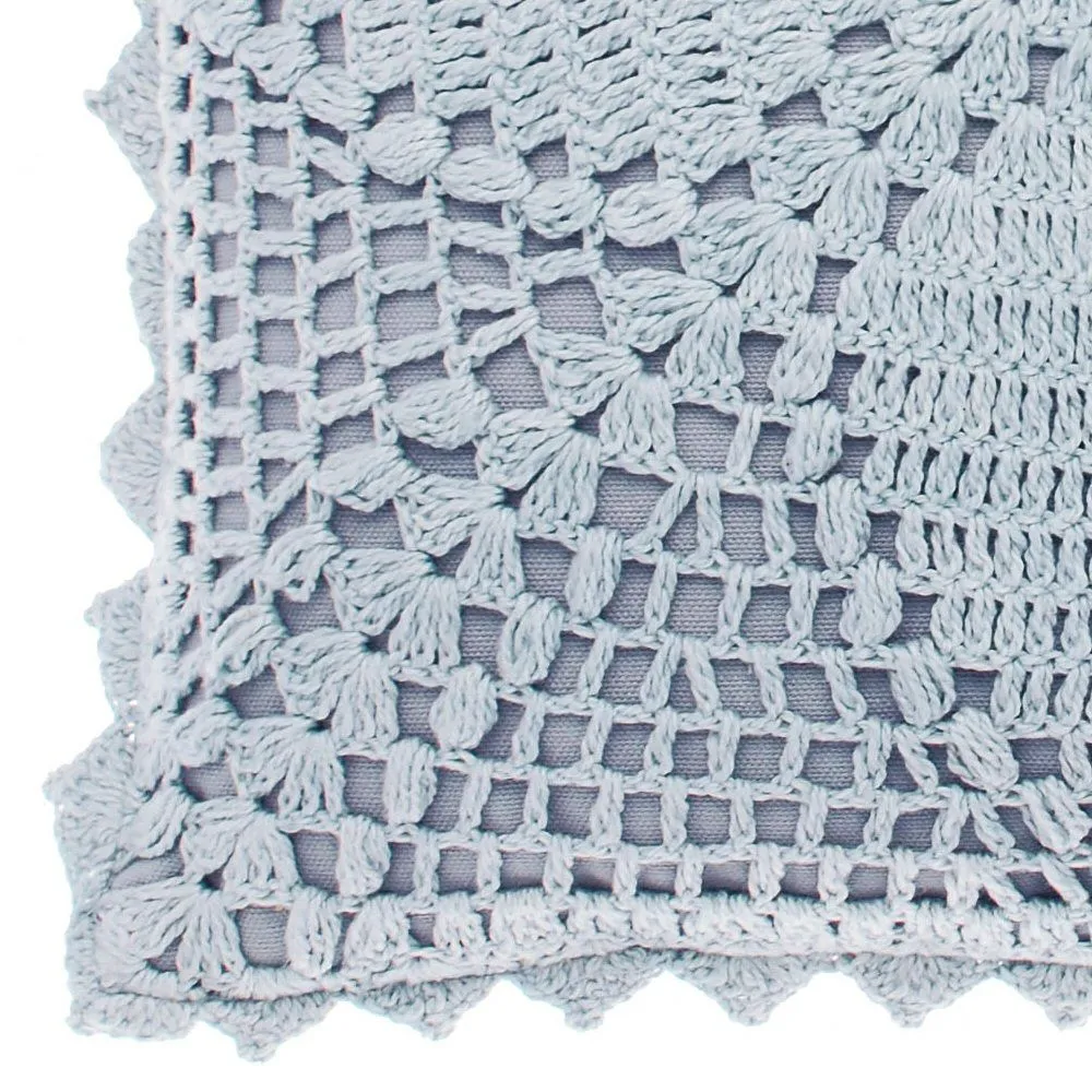 Walton & Co. 43cm Pale Blue Crochet Cushion