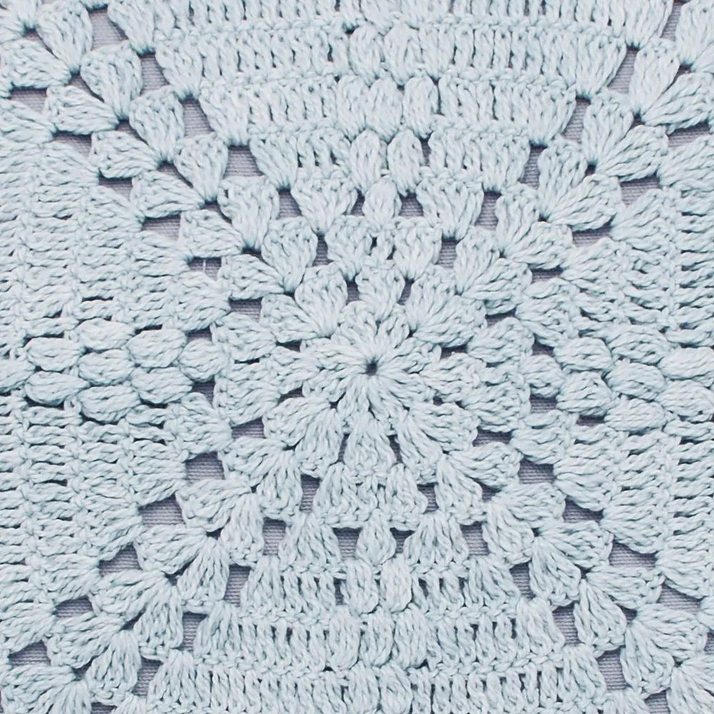 Walton & Co. 43cm Pale Blue Crochet Cushion