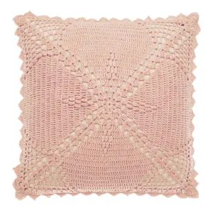 Walton & Co. 43cm Pale Pink Crochet Cushion