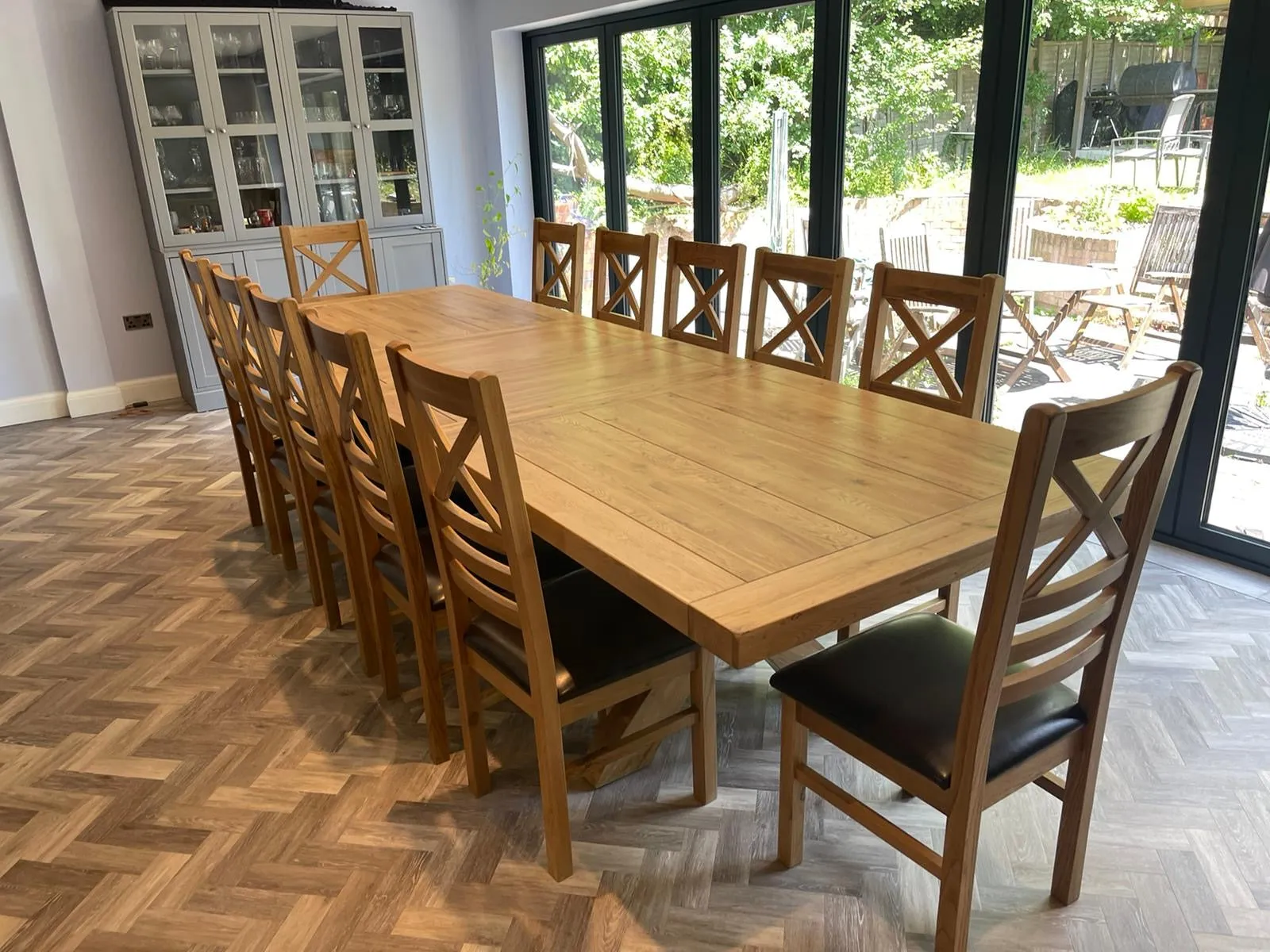 Warwick Oak Grand Trestle Extending Table