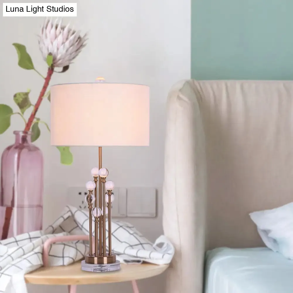 White Round Fabric Night Lamp with Crystal Accent - Cozy Bedroom Nightstand Light"

By simplifying and condensing the title, we maintain an SEO-friendly length while highlighting the key features of the product.