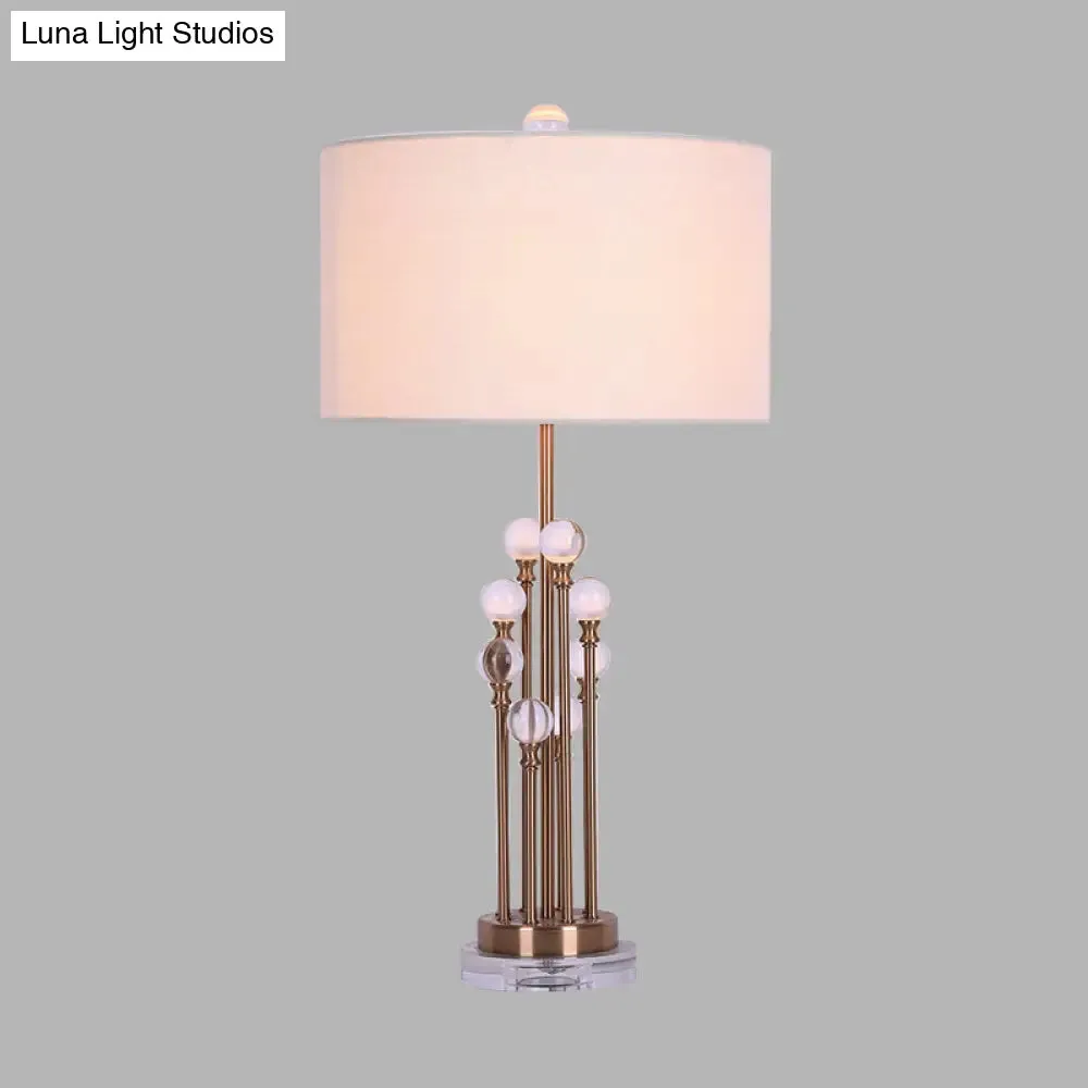 White Round Fabric Night Lamp with Crystal Accent - Cozy Bedroom Nightstand Light"

By simplifying and condensing the title, we maintain an SEO-friendly length while highlighting the key features of the product.