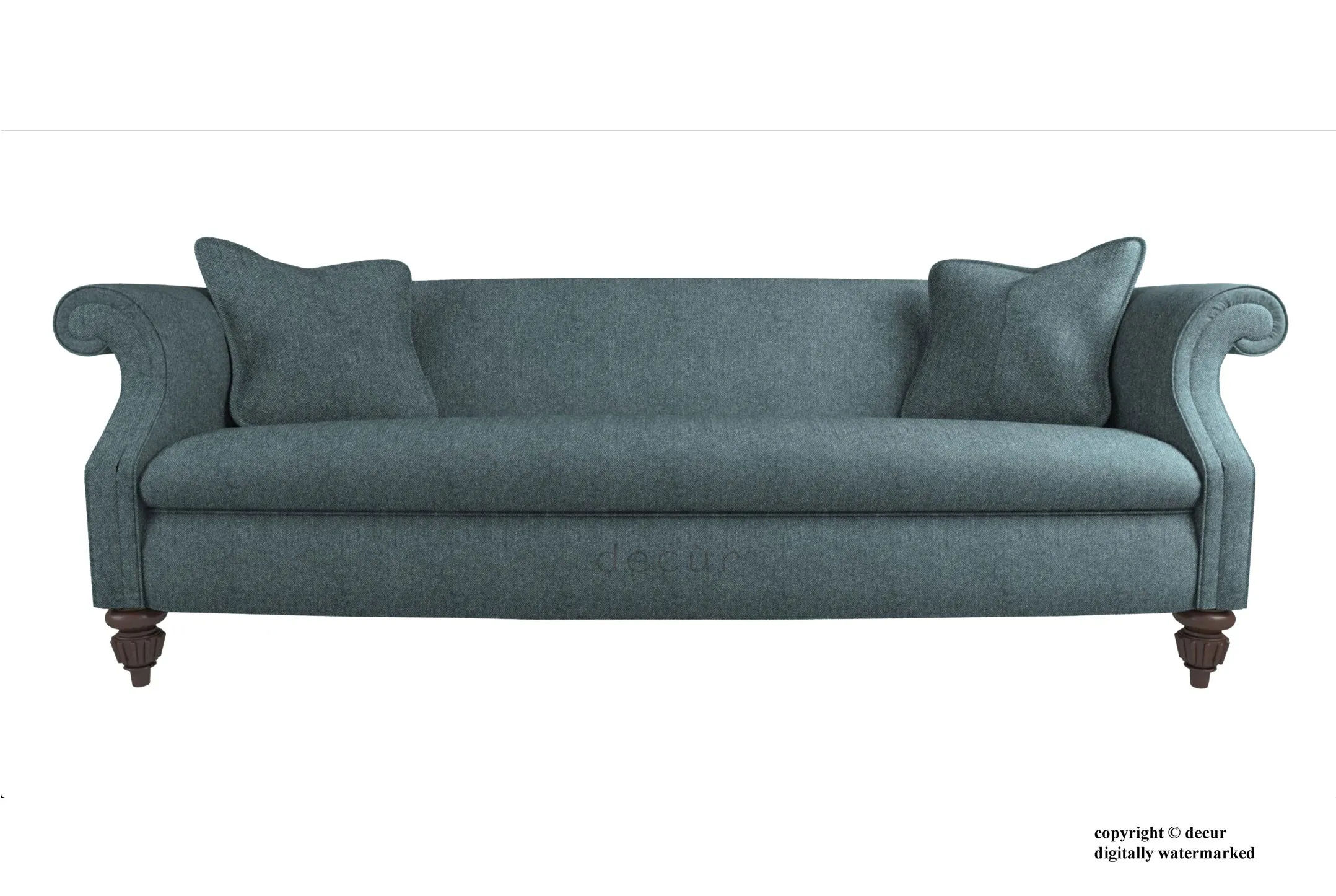 William Harris Tweed Herringbone Sofa - Ocean Spray