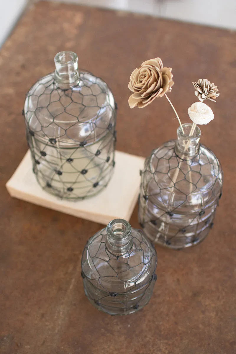 Wire Wrapped Clear Glass Jugs