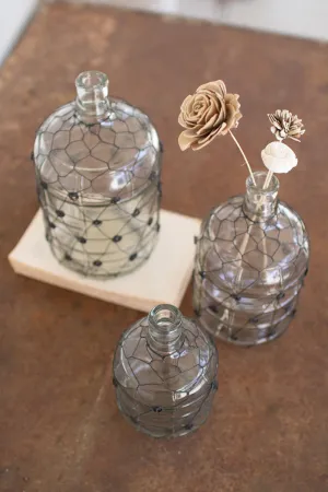 Wire Wrapped Clear Glass Jugs