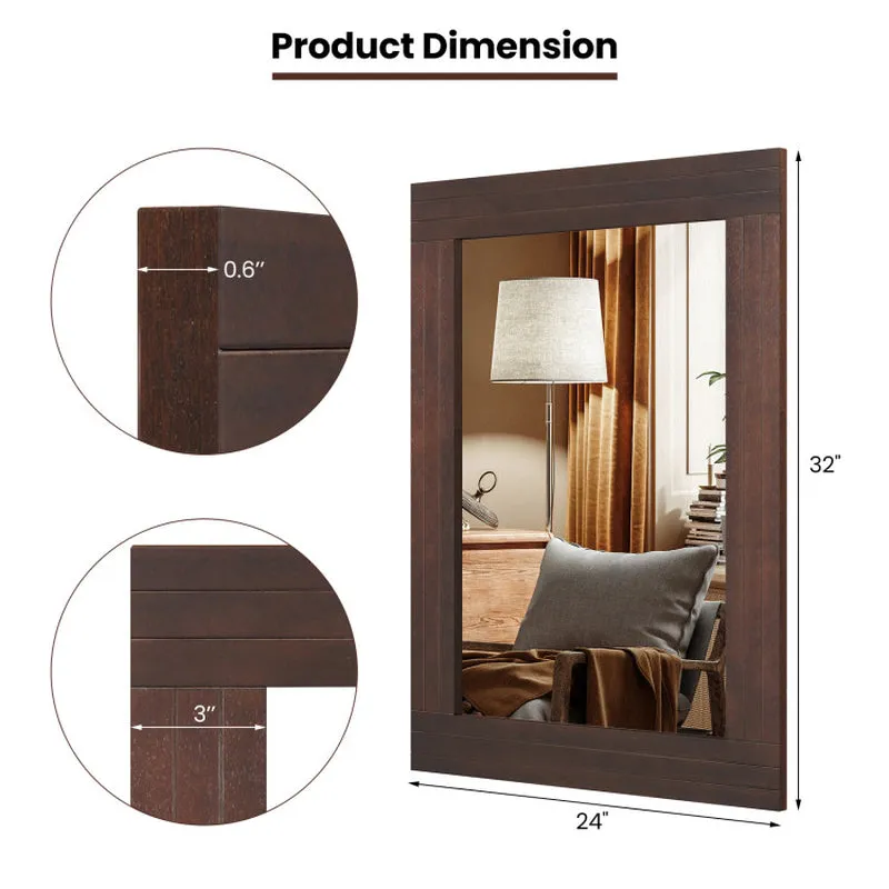 Wood Framed Wall Mirror for Bedroom Living Room Vanity Entryway