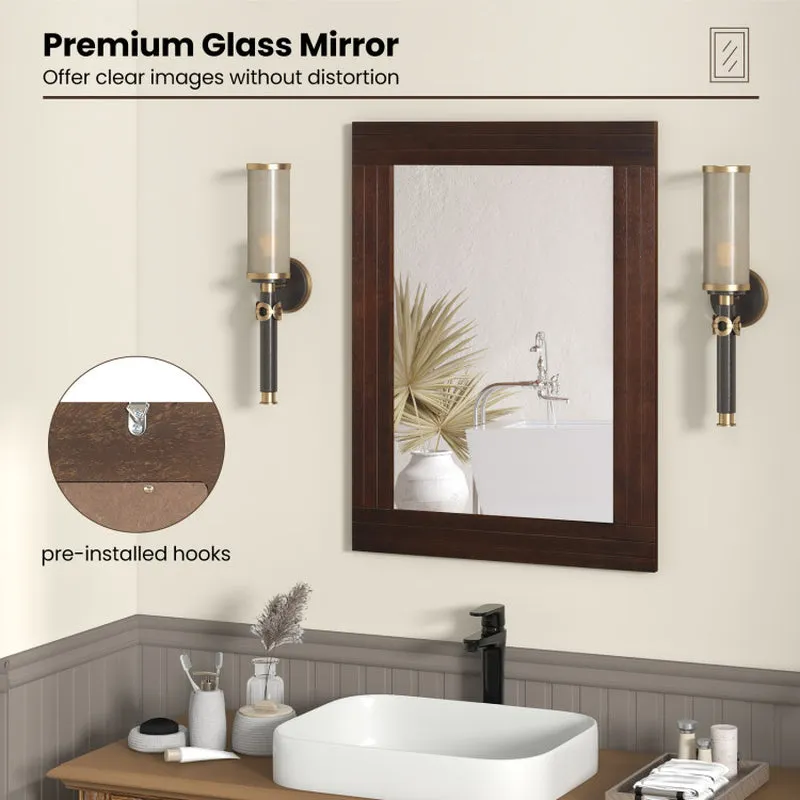 Wood Framed Wall Mirror for Bedroom Living Room Vanity Entryway