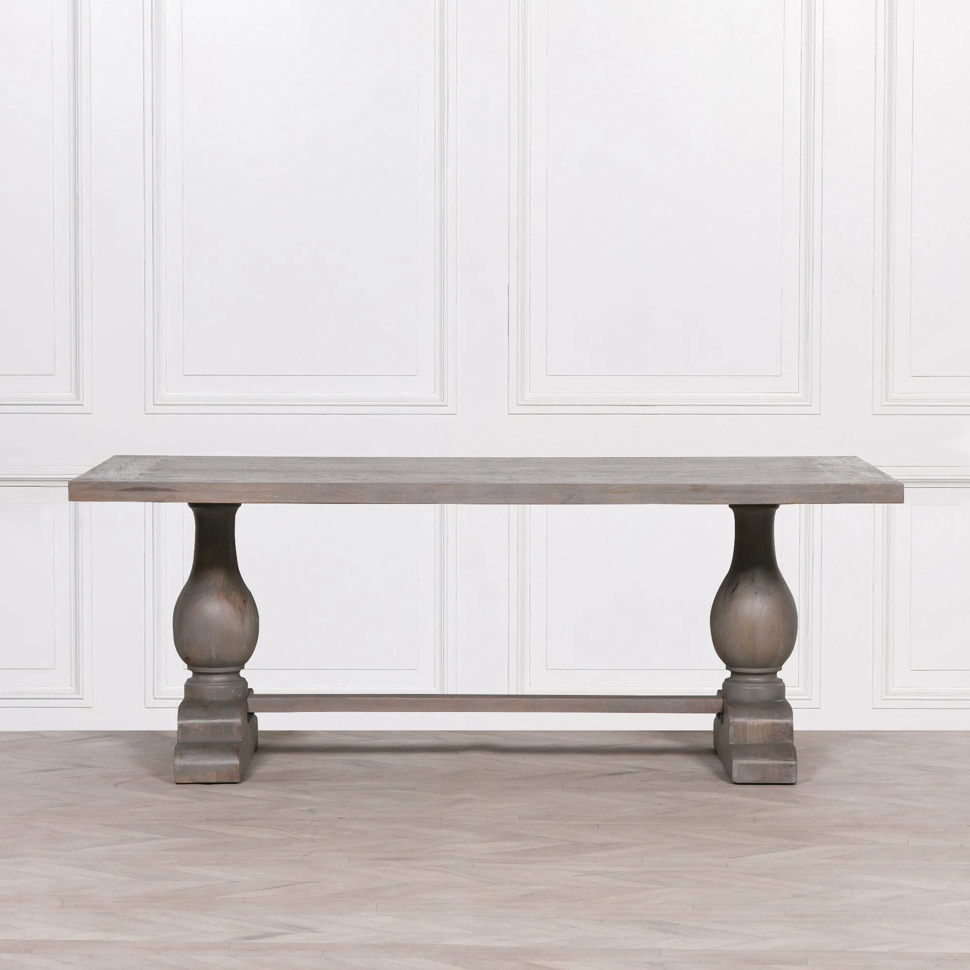 Wooden Rustic Grey Wash Rectangular Dining Table 210cm
