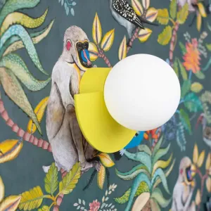 Yellow Half Round Wall Lamp Macaron 1 Bulb Iron Sconce with Opal Glass Shade
